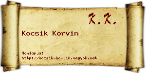 Kocsik Korvin névjegykártya